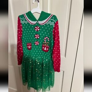 Festive Green and Red Sweater/Dress